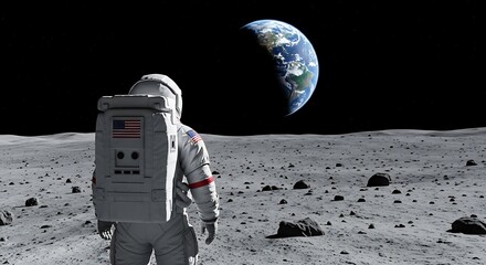 Astronaut standing on the moon looking at Earth in the distance symbolizing space exploration and th.jpg