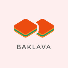 Two Isometric Baklava Pieces  Food Illustration Logo Concept