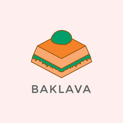 Baklava Dessert Piece  Isometric Food Illustration Icon