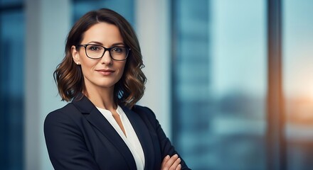 Confident and Empowered Businesswoman Posing with Arms Crossed in Modern Office Setting Seeking Prof.jpg