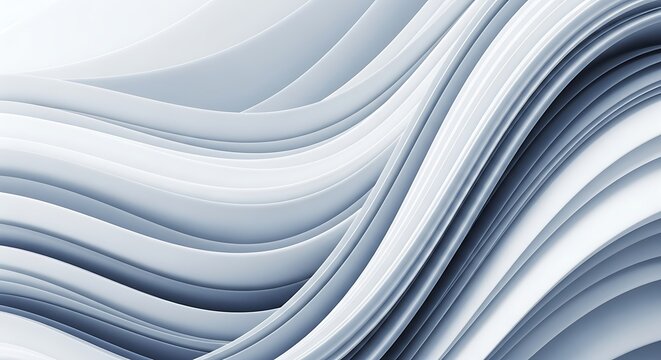 Dynamic Abstract White Wavy Background Featuring Smooth Flowing Layers And Subtle Blue Gradient Tones Creating A Modern Minimalist Digital Surface Design Ideal For High-Tech Presentations