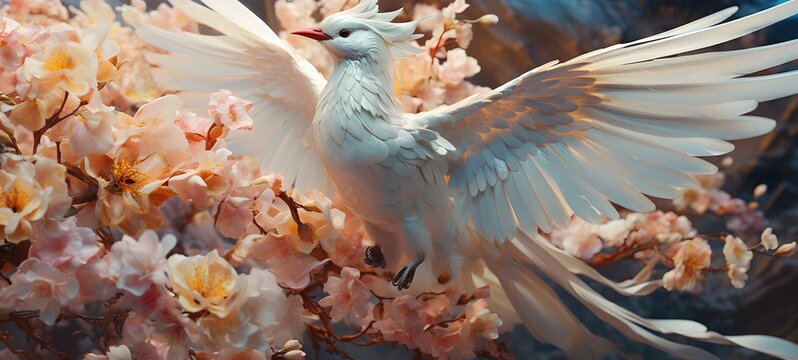 A white phoenix , a small creature made of glass that is sitting in the palm of your hand,generative AI