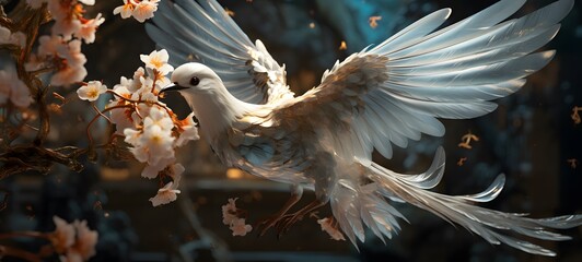 A white phoenix , a small creature made of glass that is sitting in the palm of your hand,generative AI