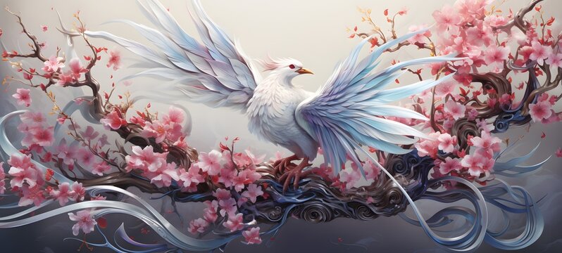 A white phoenix , a small creature made of glass that is sitting in the palm of your hand,generative AI