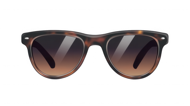 Classic brown sunglasses isolated on transparent background for a timeless style