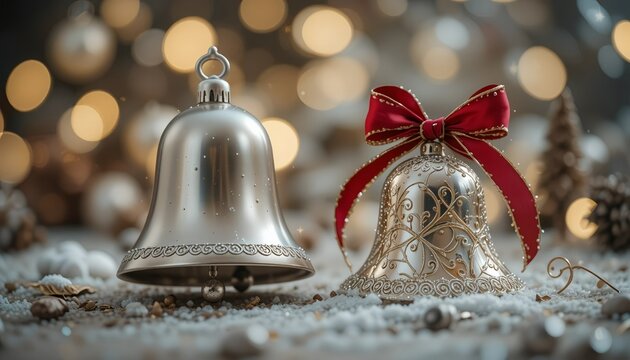 christmas bell on snow