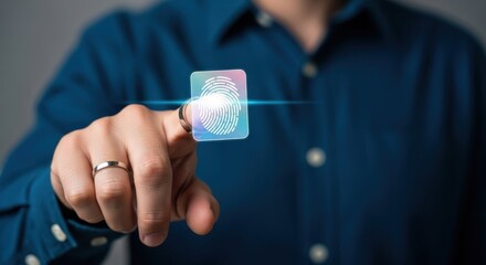 Fingerprint scan displayed on a digital screen representing biometric security