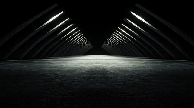 A long, narrow tunnel with a bright light at the end.