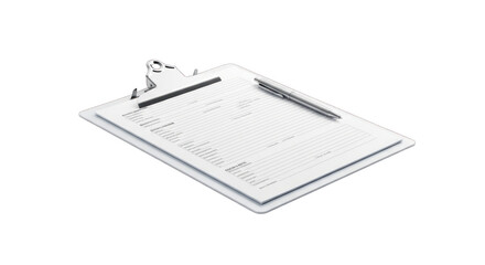 Clipboard with Pen on White Background for Notes.