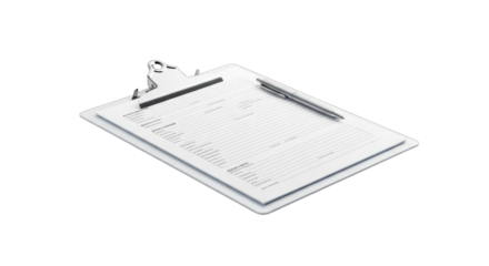 Clipboard with Pen on White Background for Notes.