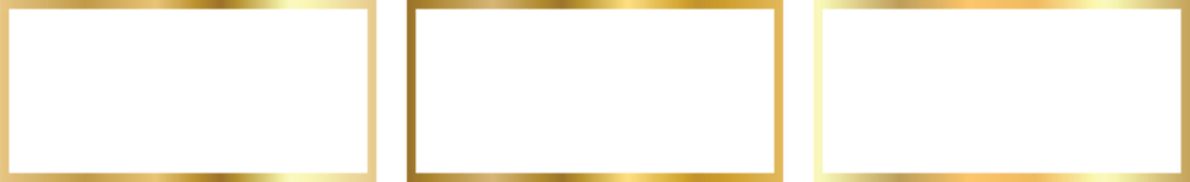 Set of three elegant vertical frames with soft, glowing golden borders
