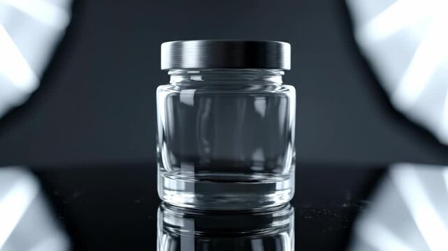 Empty Glass Jar Mockup, Black Lid, Product Packaging, Clean