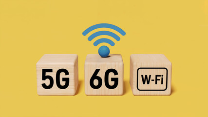 5G 6G WiFi Technology Concept on Blocks