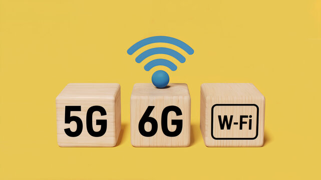 5G 6G WiFi Technology Concept on Blocks