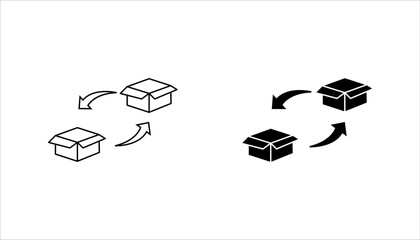 Product Exchange Return Box Line Art icon set. vector illustration, pictogram isolated on white background. color editable