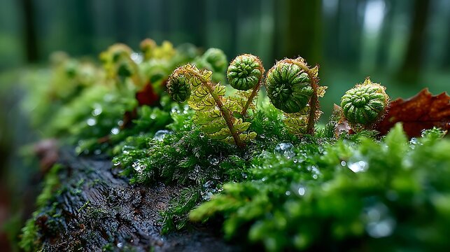 Macro photography of moss texture and natural growth pictures