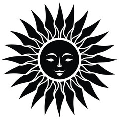 sun face icon on white background