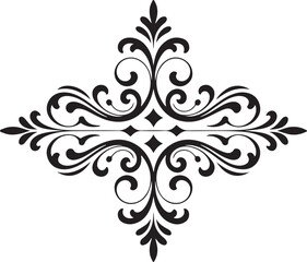 Fototapeta premium Black ornamental flourish with swirling vines and leaf elements vector