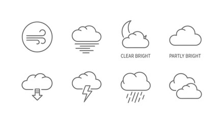 Obraz premium Vector icon set of weather forecast icons