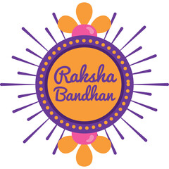 Raksha Bandhan Celebration Design Featuring Orange and Purple Circular Motif with Floral Accents and Radial Lines on Transparent Background