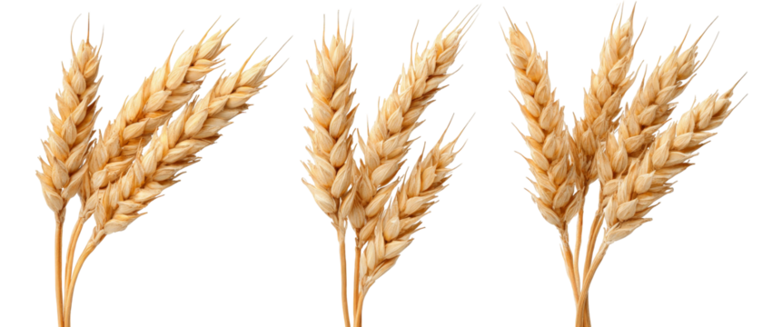 A close-up view of golden wheat stalks swaying gently in the breeze, set against a blurred background of a sunny field, symbolizing harvest season and agricultural abundance