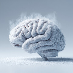 Frozen brain covered in frost