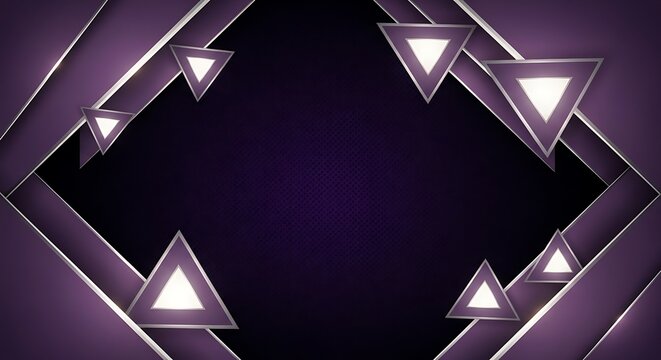 Dynamic geometric purple backdrop with luminous triangle accents design