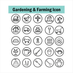 Fototapeta premium Gardening and Farming Icon Set