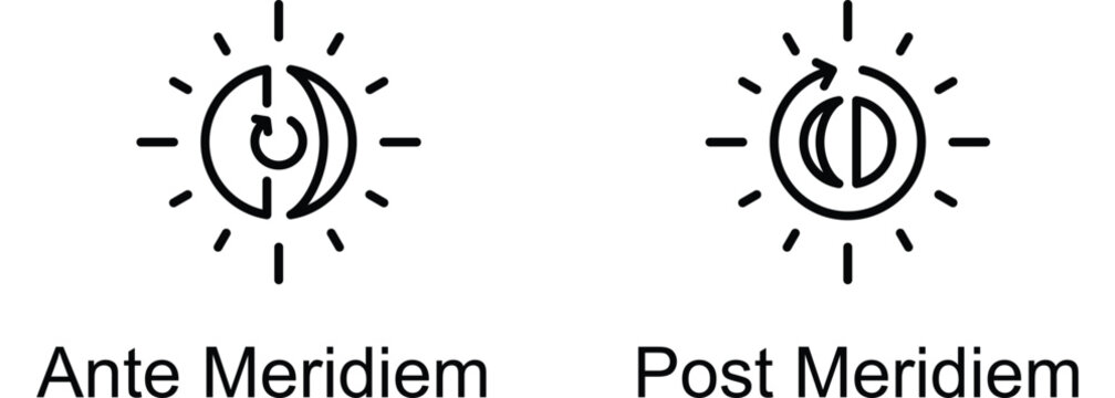 Time Of Ante Meridiem and Post Meridiem banner web icon vector illustration