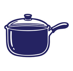 Obraz premium Vector illustration of a blue cooking pot with a lid for culinary and kitchen design