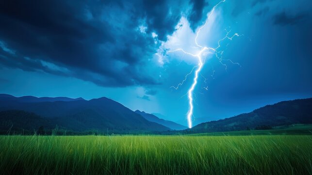Summer night sky lit up by continuous lightning flashes over a distant mountain range.