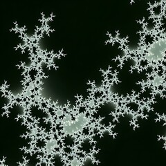 a mesmerizing fractal pattern of pale green branching shapes against a dark background evokes complexity and mathematical beauty showing self similarity