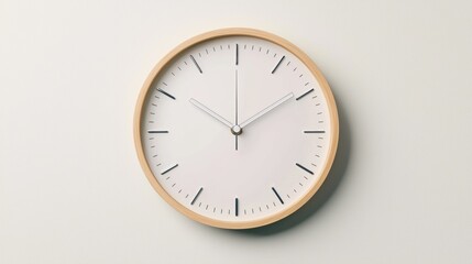 Analog clock with white face and black hands.