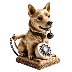 Dog-shaped phone sculpture. Detailed and unique art piece