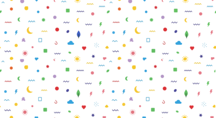 Vibrant Geometric Celebration with Stars, Circles, and Colorful Arcs theme on a Transparent Backgroound