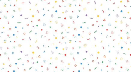 Vibrant Geometric Celebration with Stars, Circles, and Colorful Arcs theme on a Transparent Backgroound