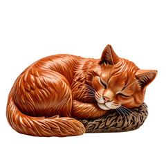 Cozy repose Orange cat sleeps soundly on woven cushion