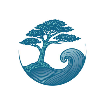 Tree and wave illustration