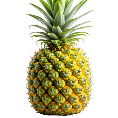 Vibrant yellow pineapple with detailed textured skin and green crown
