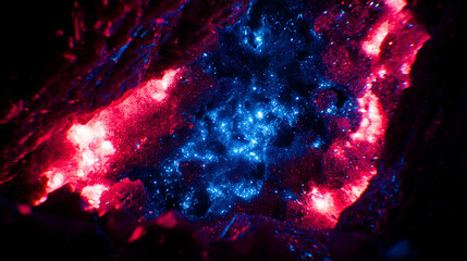 geode. Translucent geode bursting with cosmic dust and glowing bubbles, capturing ancient atmosphere. STEM education sheets.