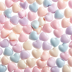 Pastel candy hearts pattern background, sweet and colorful design