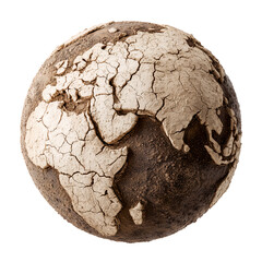 Naklejka premium Cracked earth globe representing drought