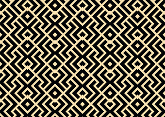 Abstract geometric pattern. A seamless vector background. Golden and black ornament. Graphic modern pattern. Simple lattice graphic design