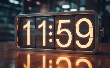 Almost midnight countdown timer, anticipation builds with each passing second, creating suspenseful atmosphere for events and deadlines
