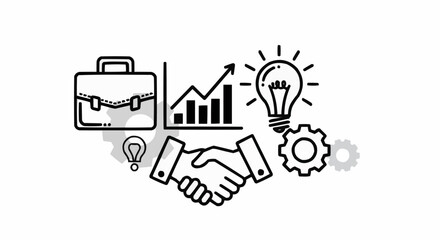 Business Partnership Success and Innovative Growth Concept Illustration.
