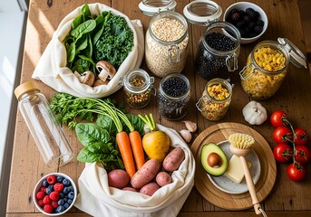 Discover a vibrant array of fresh, organic vegan produce and staples for a nourishing, eco-conscious diet