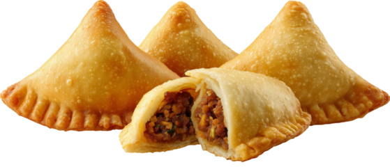 Golden-brown pastries filled with a savory mixture, displayed in a close-up view, highlighting the flaky texture and rich filling, suitable for food photography and culinary use