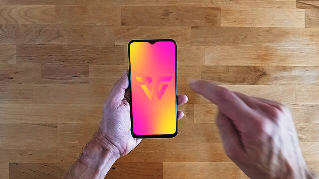 Hand Holding Smartphone Wide Logo Reveal | Modern Mobile App Intro Animation
