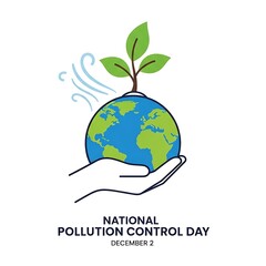 Fototapeta premium Hand holds earth with sprout for national pollution control day