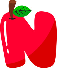 Apple Alphabet N Letter